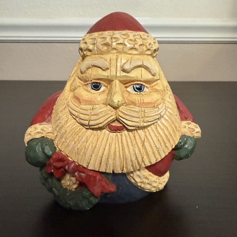 Vintage Santa Claus Figurine Folk Art Roly Poly Kitschy Unique